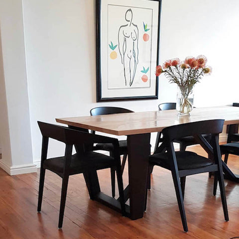 Guideline Design chairs styled in an home setting. Guideline Design Chairs are available at Sarza Store, Rye, New York