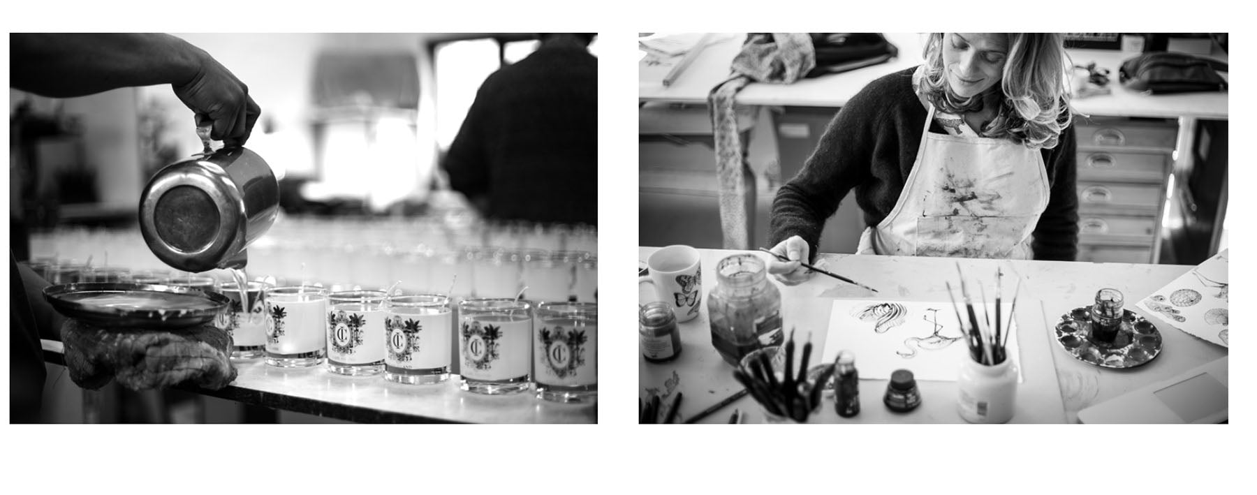The Cape Island team creating their products. Cape Island luxury candles, soap products and home fragrances are available at Sarza home goods and furniture store in Rye New York
