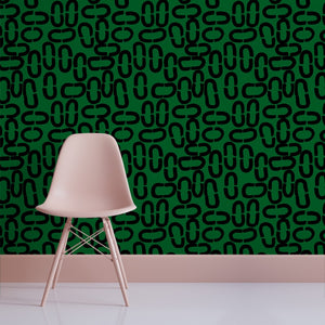 Kringen Wood Green Black Wallpaper