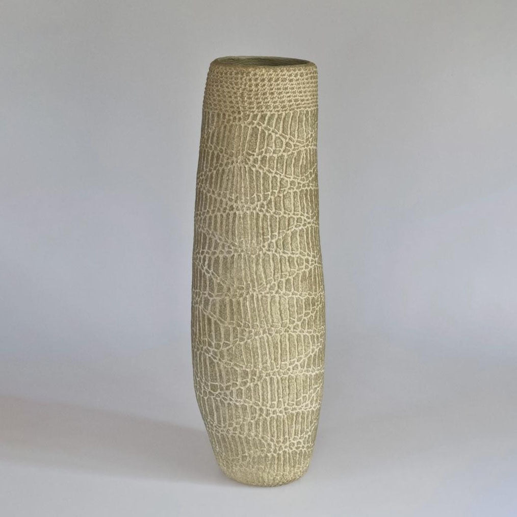 Crushed Asymmetric Ceramic Bisque Vase