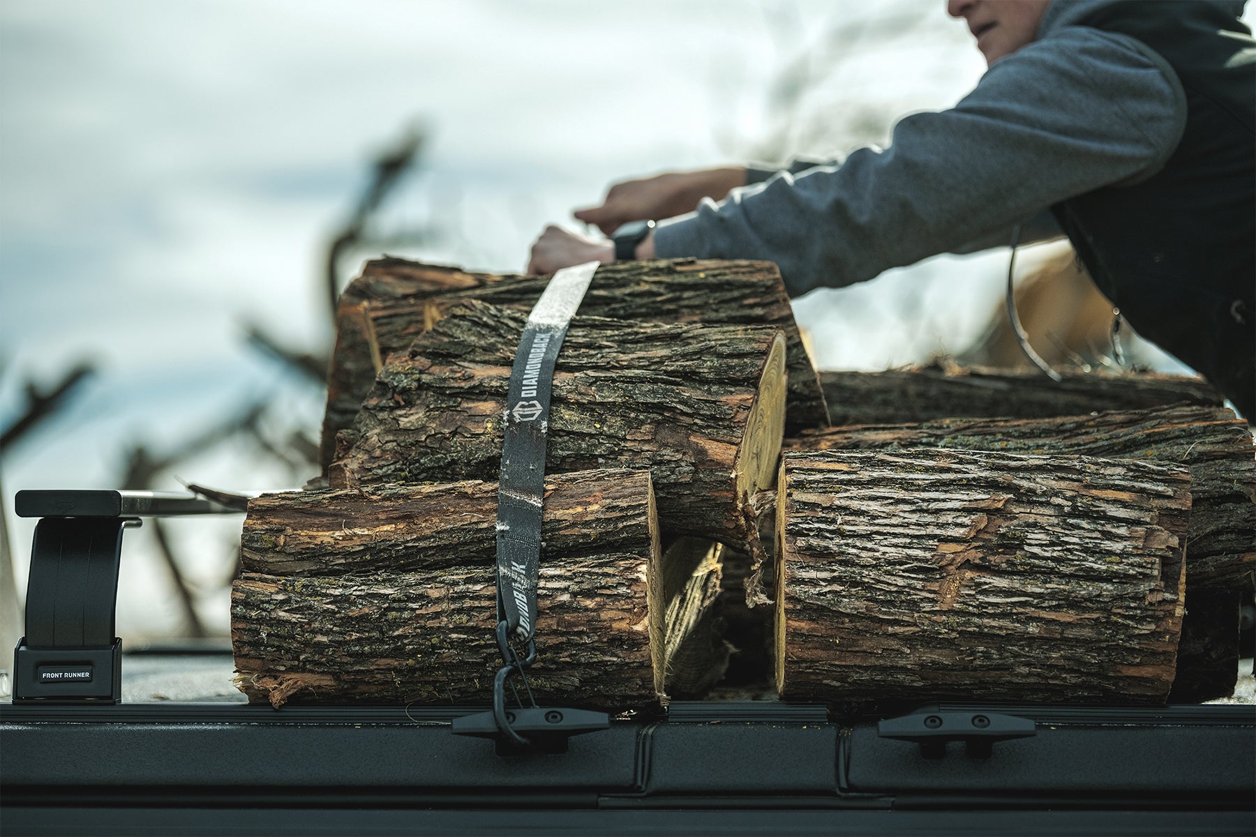 hauling wood on truck cover