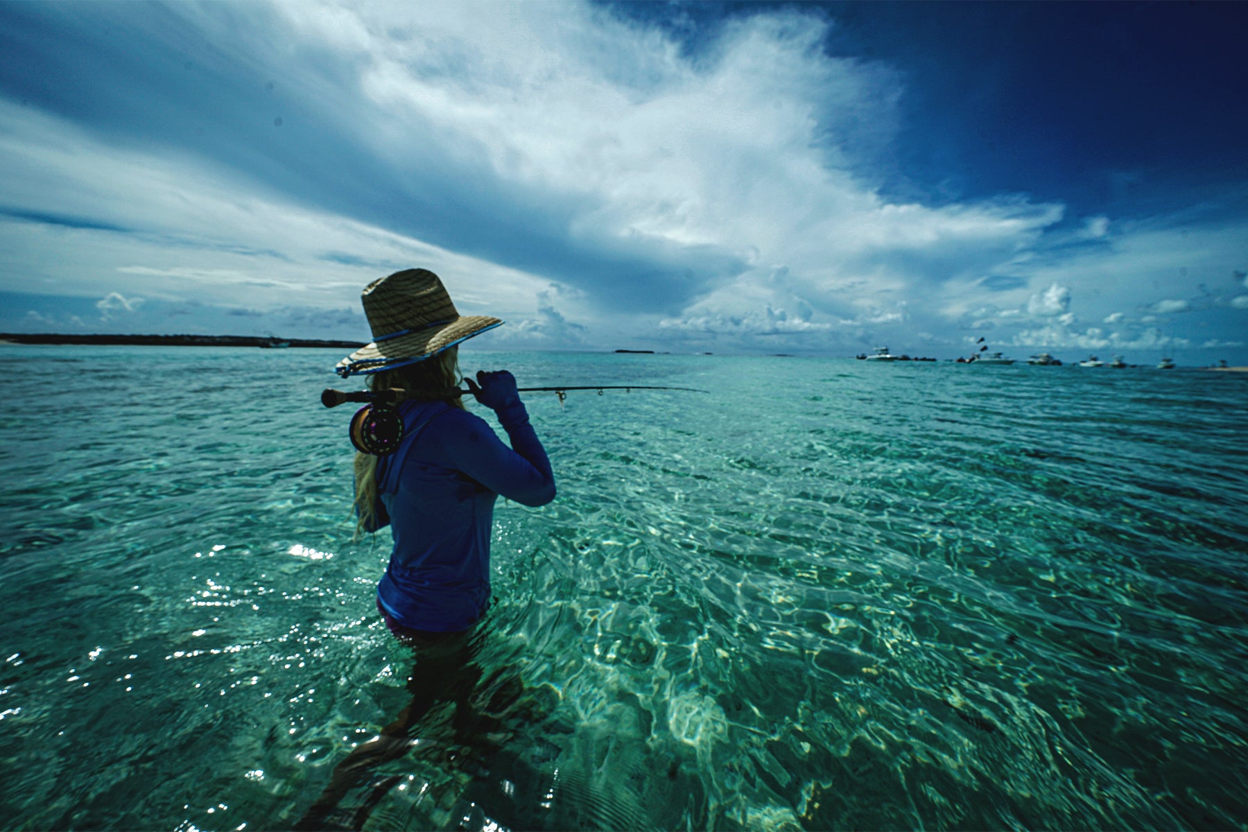 surf fishing at the beach