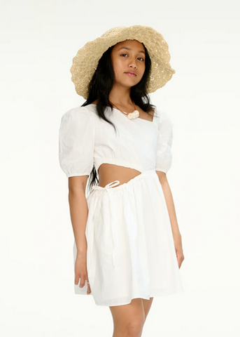 White easter cut out dress for tweens