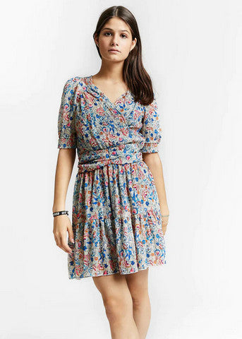 Nebraska Panama Blue Printed Wrap Dress