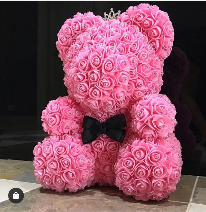 rose teddy bear with crown