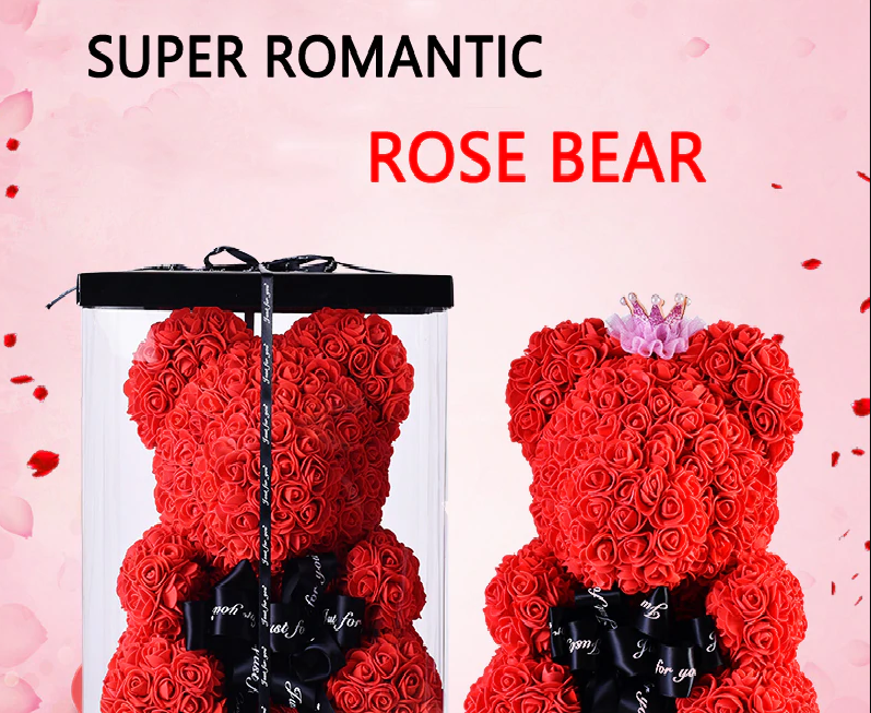 rose teddy bear with crown