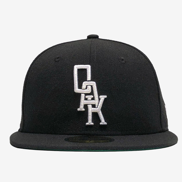 Cap - New Era Fitted, Yellow Embroidered Oakland Oaks Logo 7 5/8 / Tidal Wave