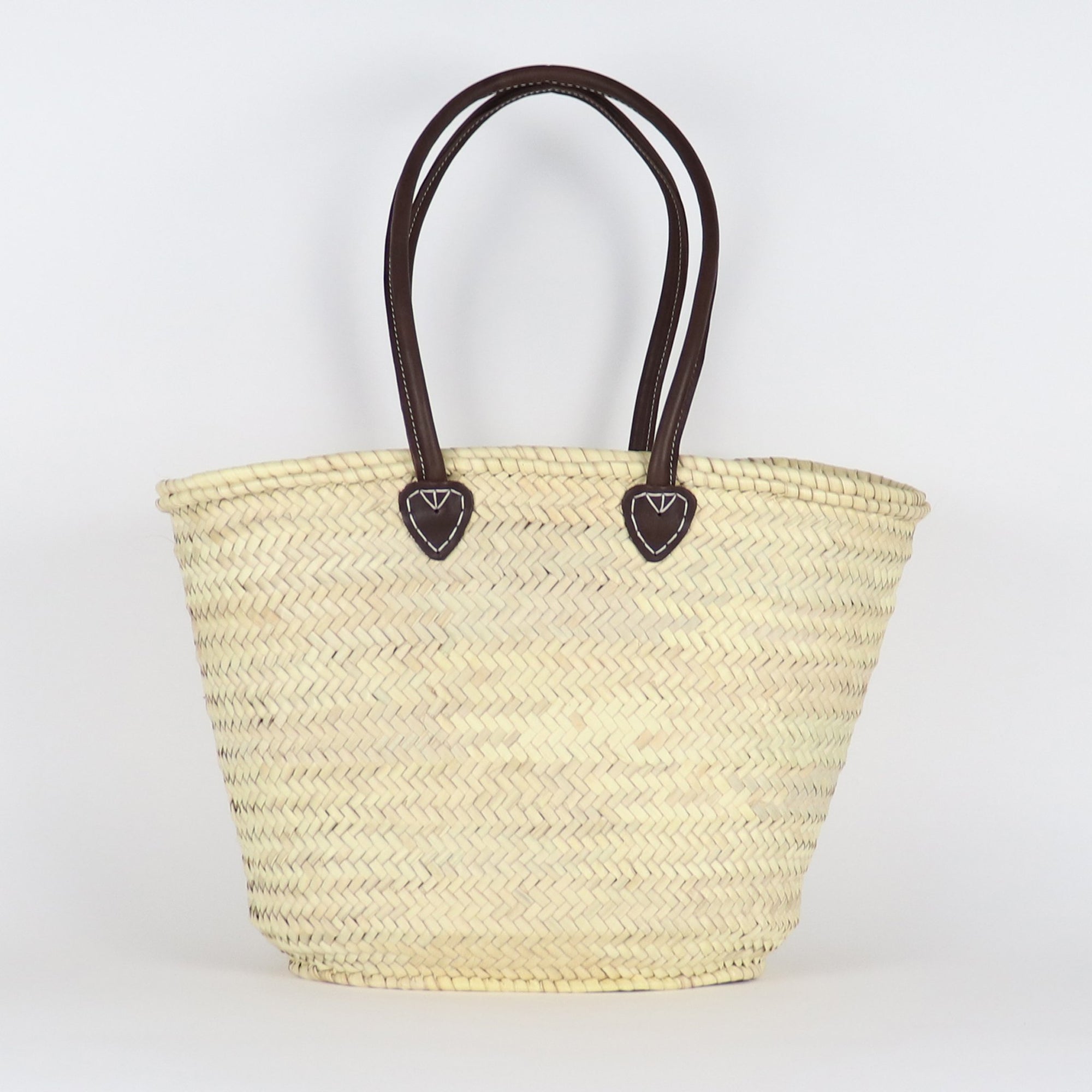Straw Bag with Long Leather Handles - SOCCO Designs