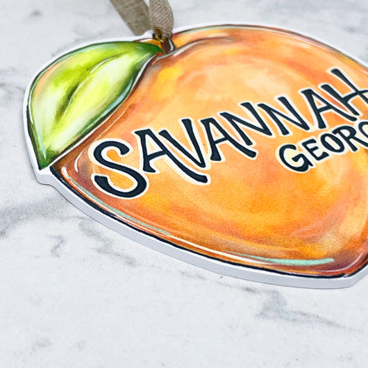 Savannah Georgia Peach Holiday Ornament Made In USA - Home Malone