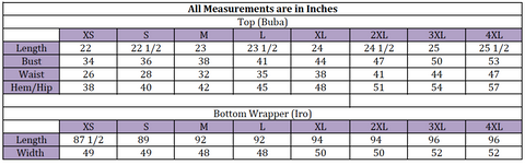 Iro Size Chart