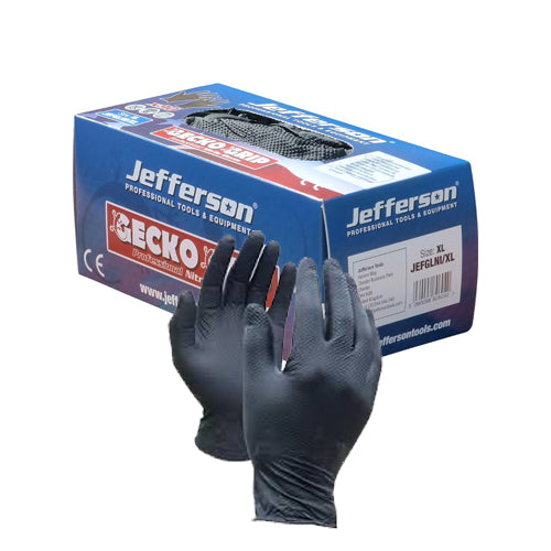 Jefferson L Size 9 Gecko Grip Black Nitrile Gloves (50pk) — Mallow