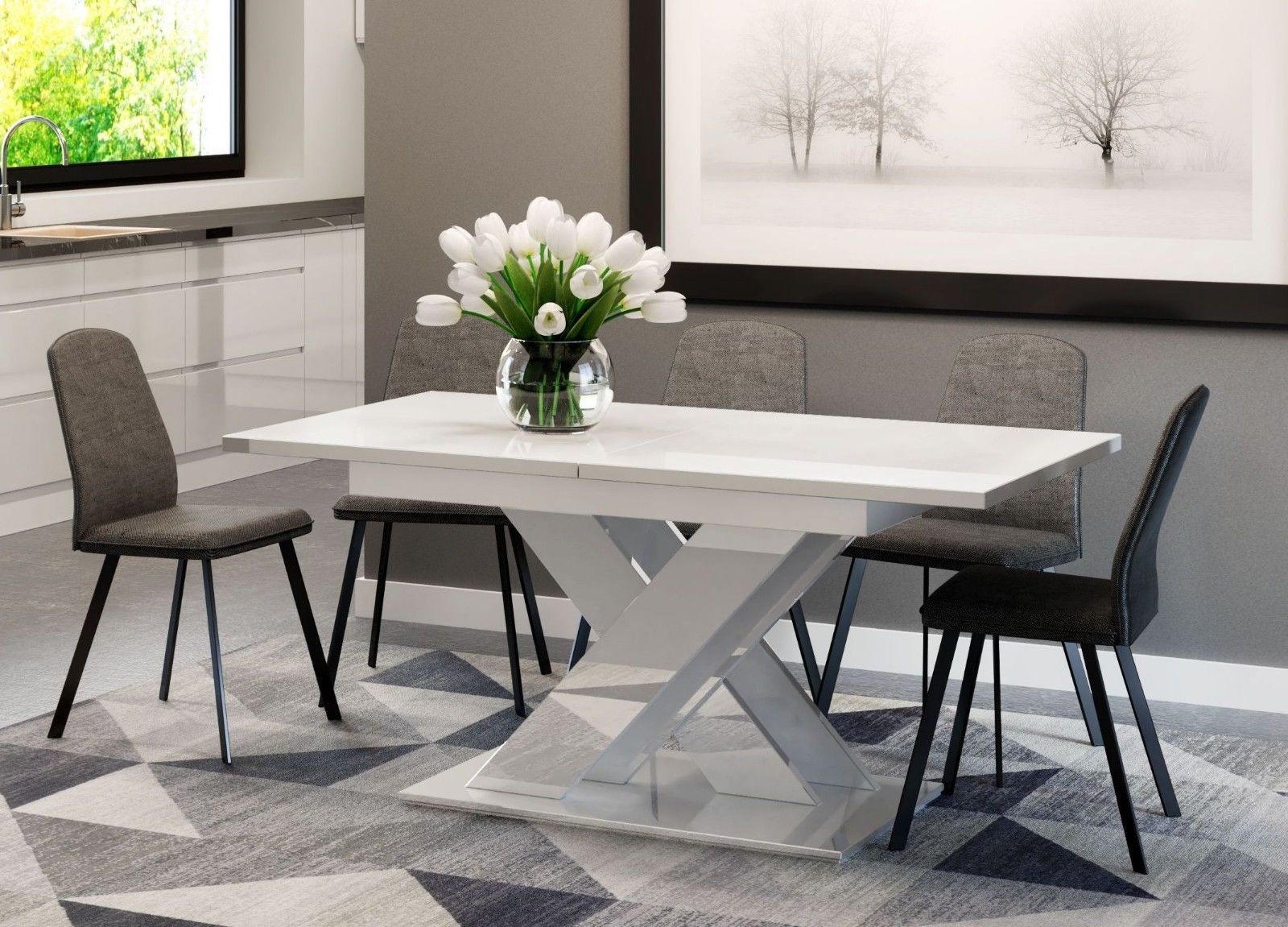 Dining Table Vigo Ii White Gloss Extendable 140 180cm