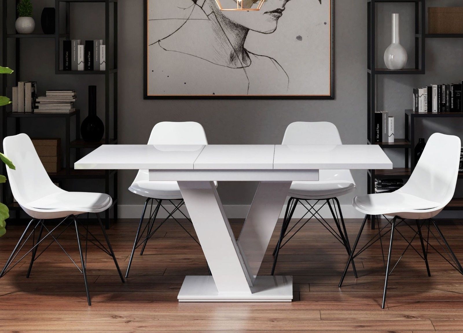 Dining Table Vigo I White Gloss Extendable 120 160cm