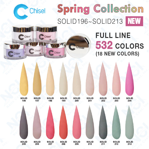Chisel 2in1 Acrylic/Dipping Powder, (Spring) Solid Collection, 2oz, Fu —  Nail Deli
