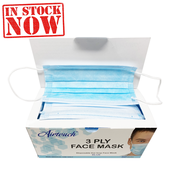 Airtouch Disposable 3 Ply Face Mask Blue Box Packing 50 Pcs Nail Deli