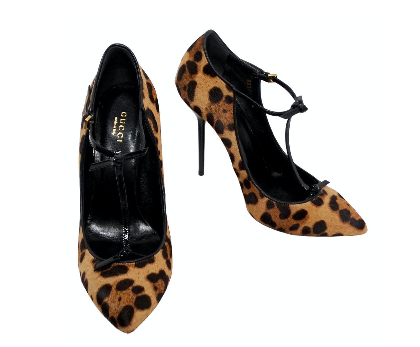 image of Gucci Leopard Print Calf Hair Beverly Pumps