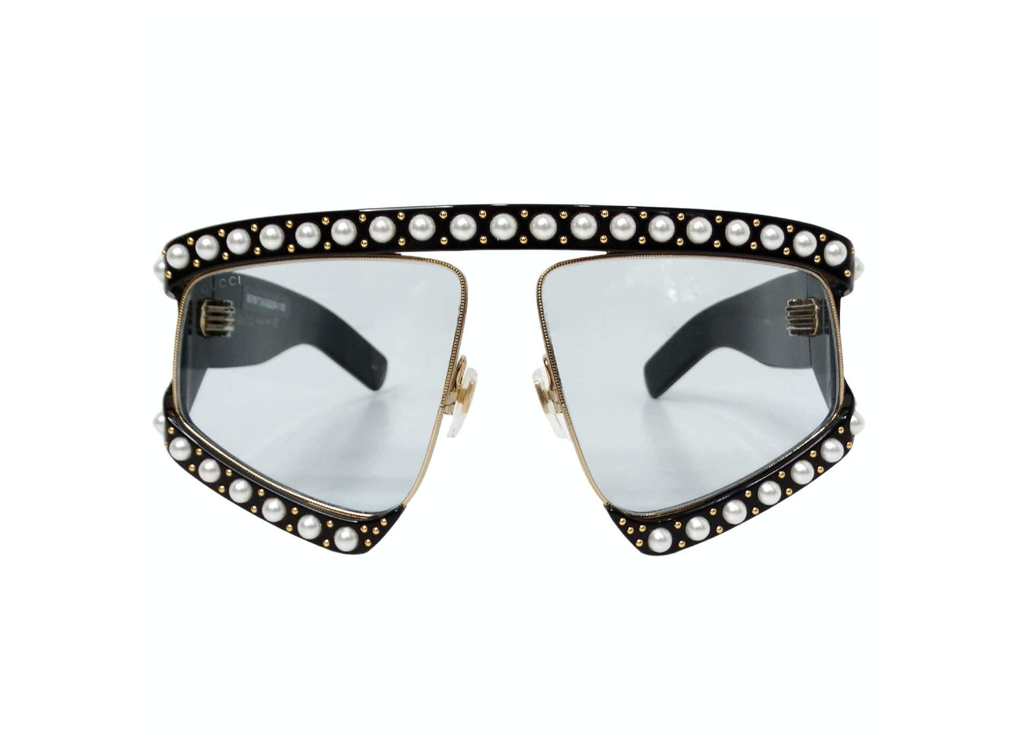 image of Gucci Hollywood Forever Pearl Acetate Tinted Oversized Mask Sunglasses