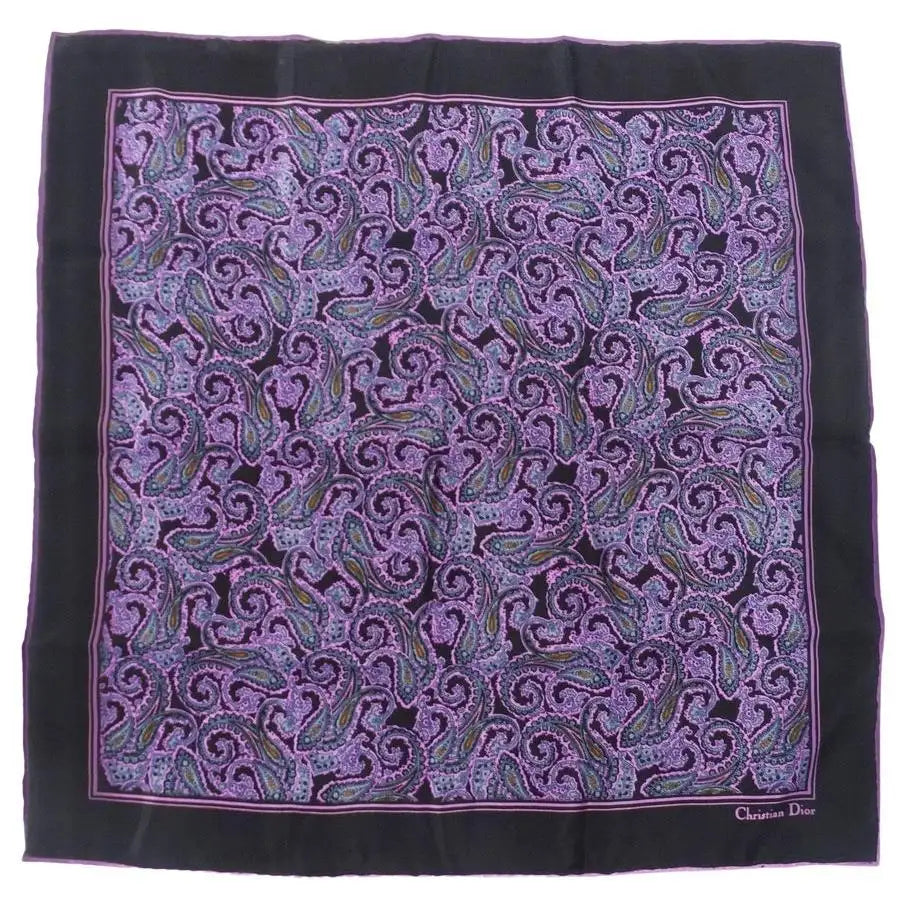 image of Christian Dior Vintage Purple Paisley Scarf
