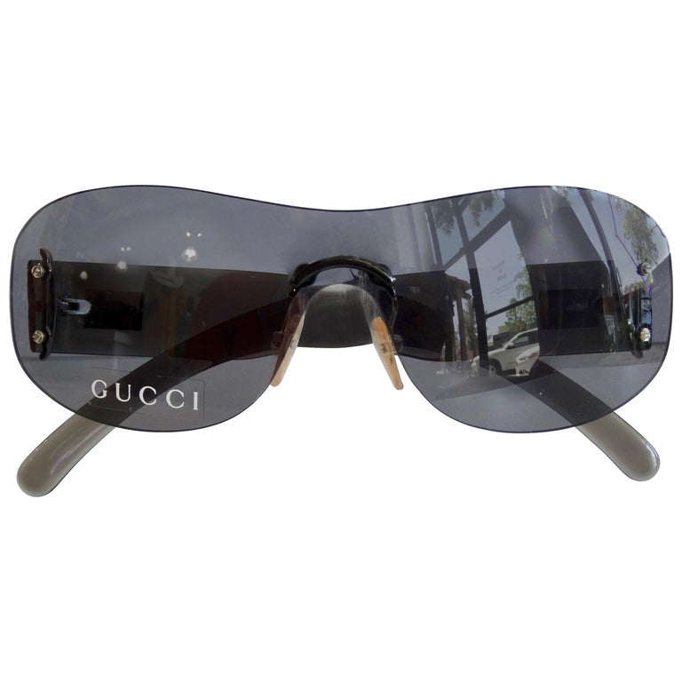 Gucci Black Rimless Shield Sunglasses – Vintage by Misty