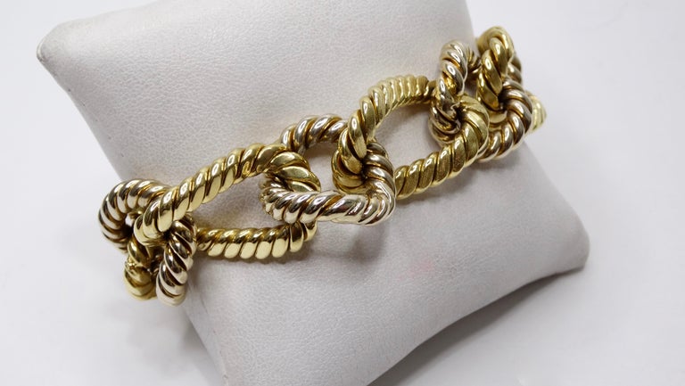 Bvlgari Style 18k Gold Two-Tone Rope Link Bracelet