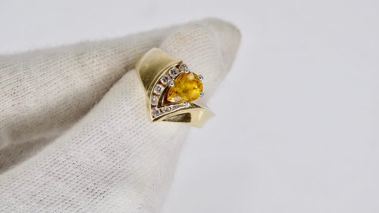 Citrine Diamond 14k Gold Ring Vintage By Misty