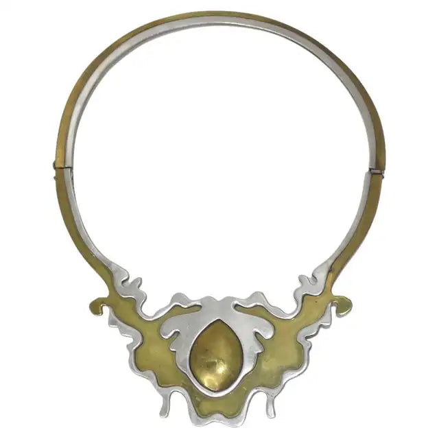image of Gold and Silver Plated Abstract Necklace