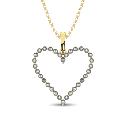 Sterling Silver Yellow Plating 1/10 Ct.Tw. Diamond Heart Pendant