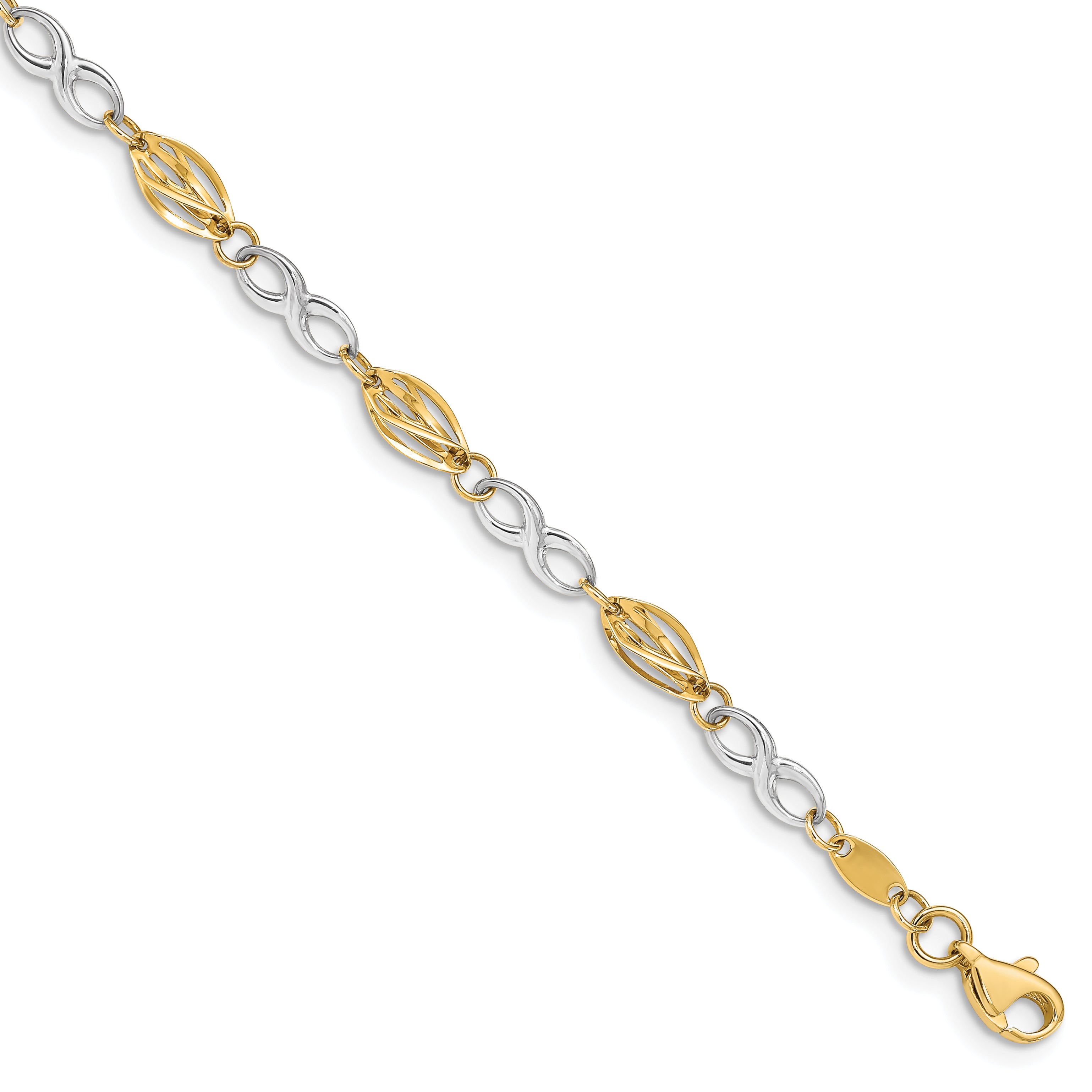 14K Two-Tone Polished Infinity Symbol 7.5in Bracelet FB1417