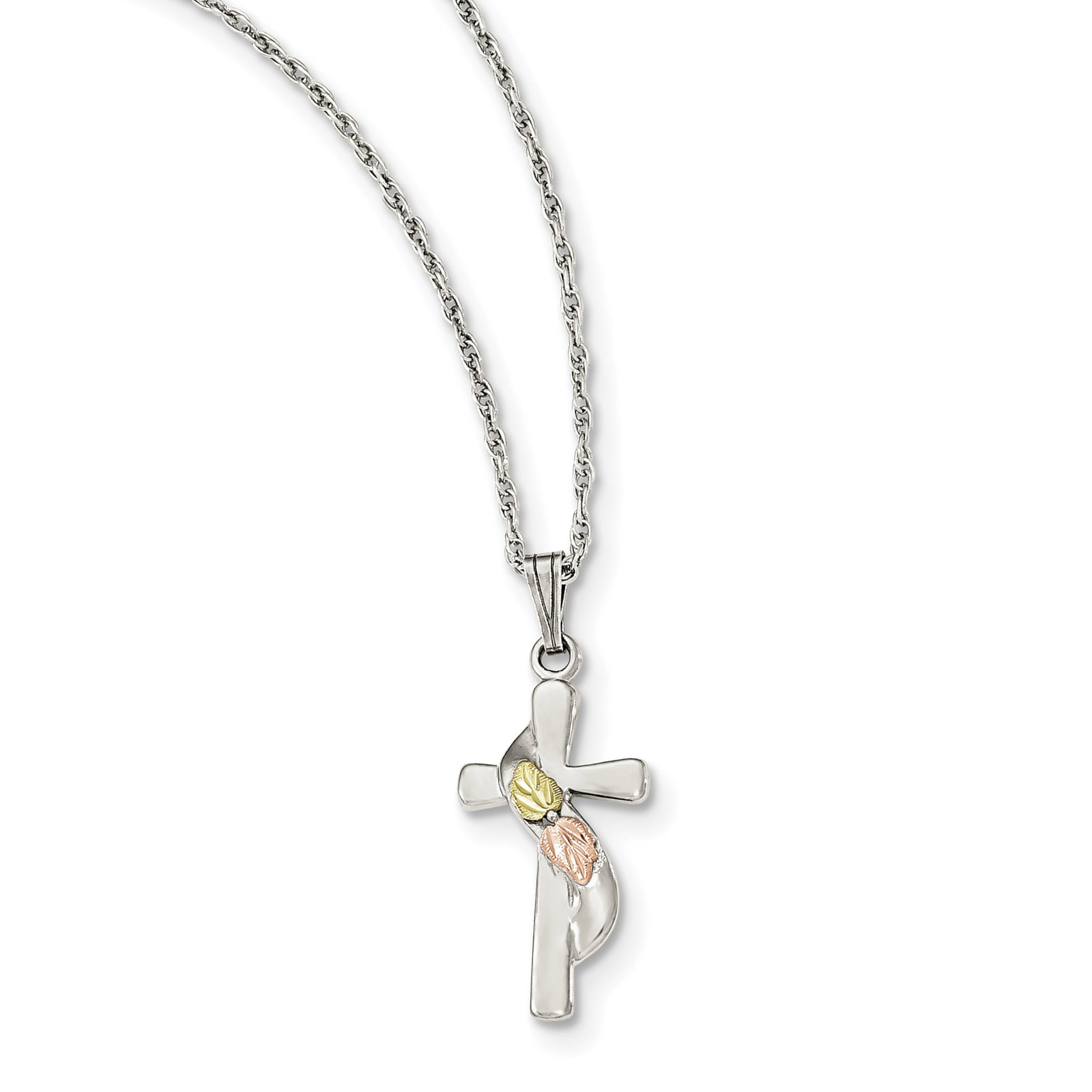 Sterling Silver & 12k Cross Necklace QBH214