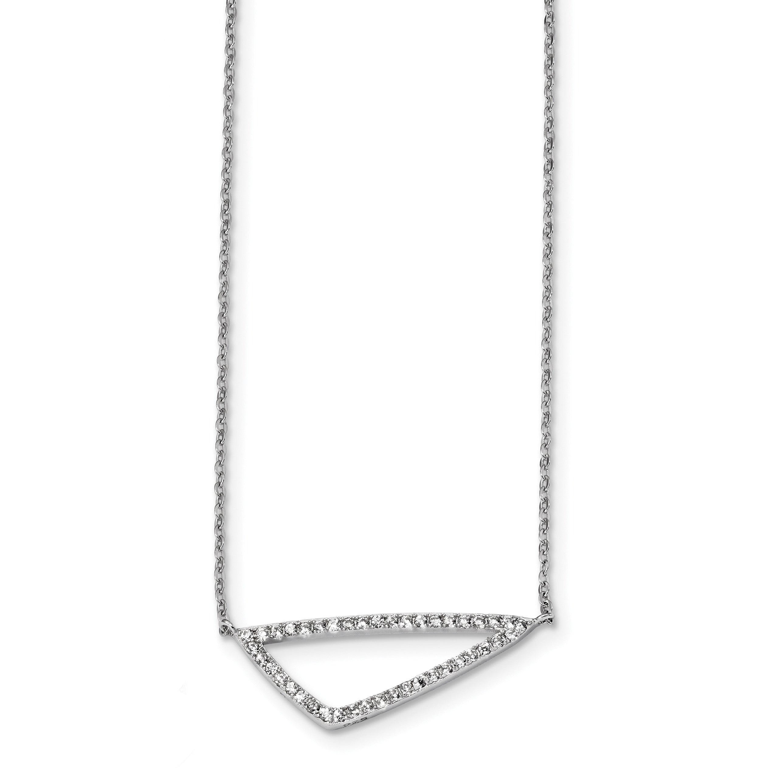 Sterling Silver Rhodium-plated CZ Triangle Necklace QG4290