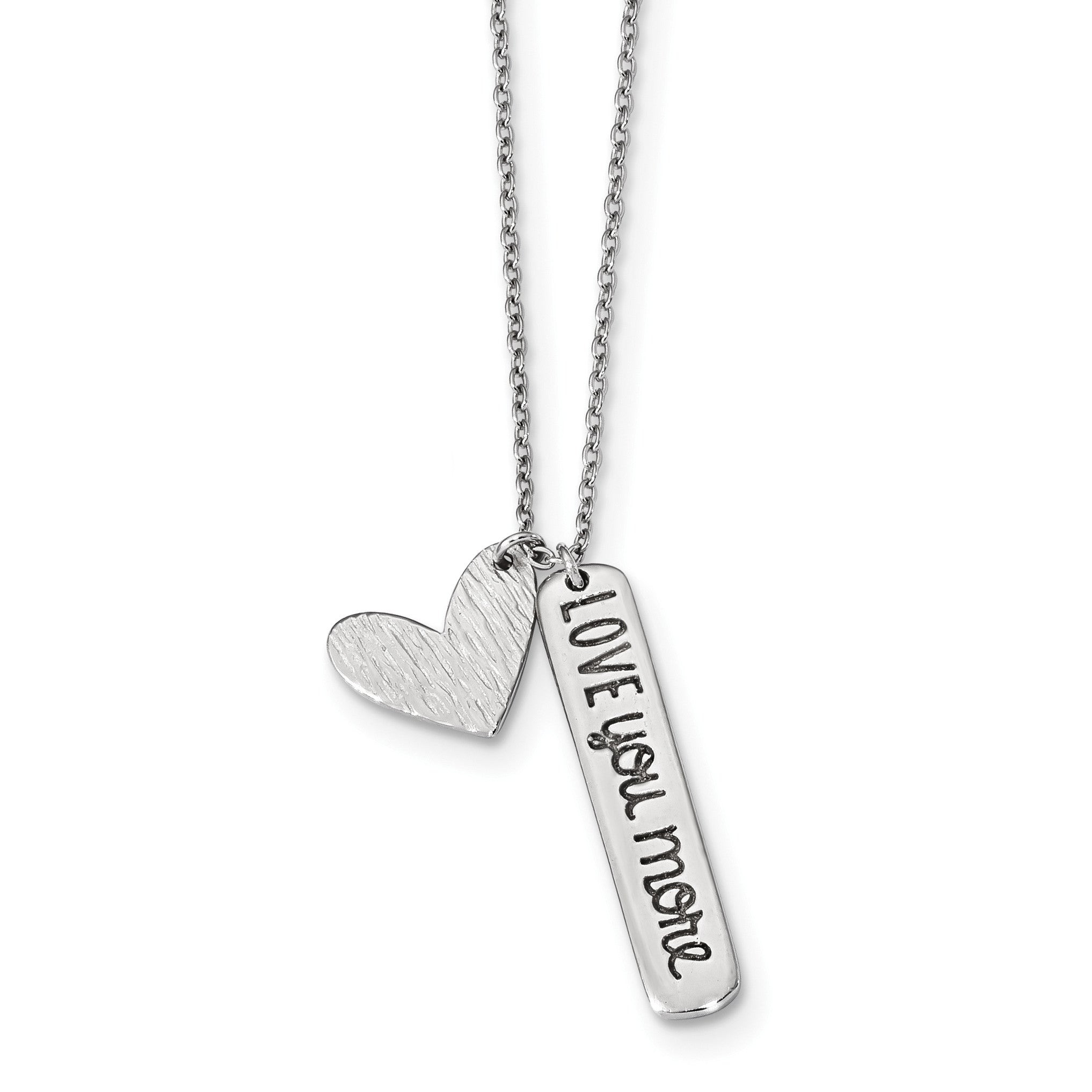 Sterling Silver Rhodium-plated Heart Love You More Necklace QG43