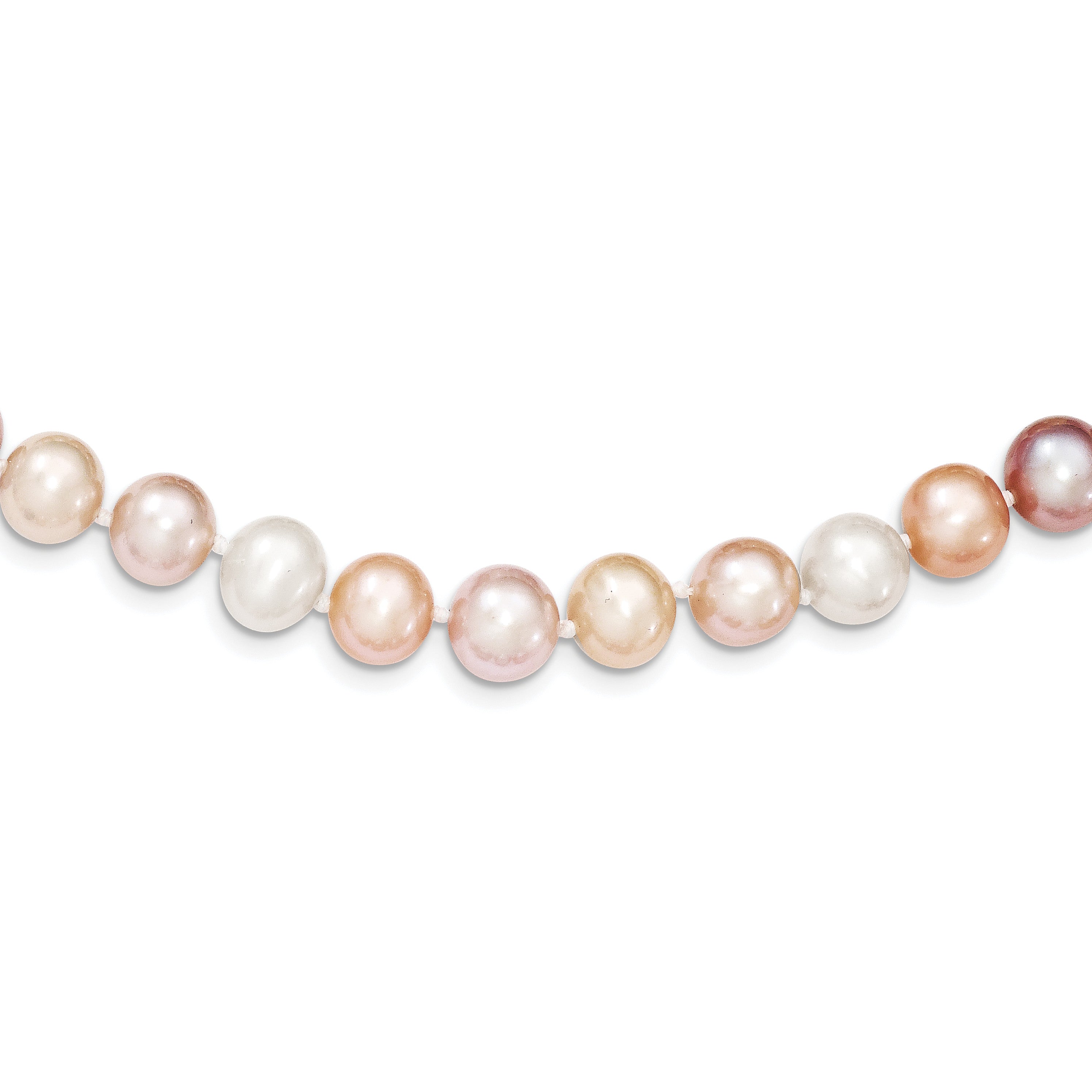 Sterling Silver Rhodium-plated 7-8mm Multi-color FWC Pearl Neckl