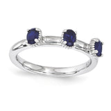 Sterling Silver Stackable Expressions Created Sapphire Three Stone Ring - shirin-diamonds