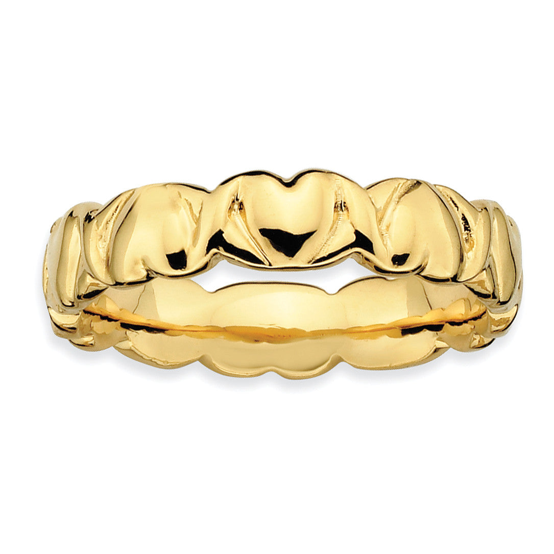 Sterling Silver Stackable Expressions Gold-plated Hearts Ring QS