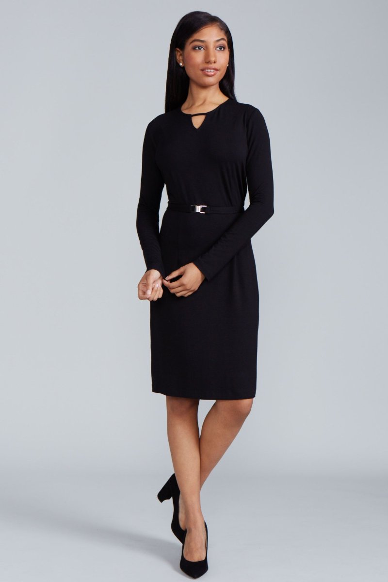 black jersey work dress