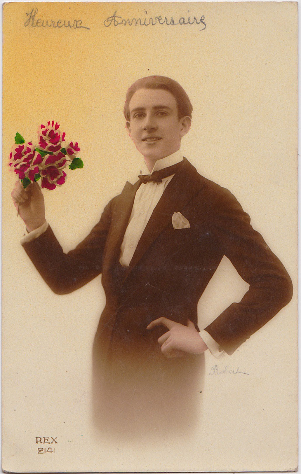 Happy Birthday Handsome In French Vintage French Postcard: Happy Birthday From Robert – Homobilia