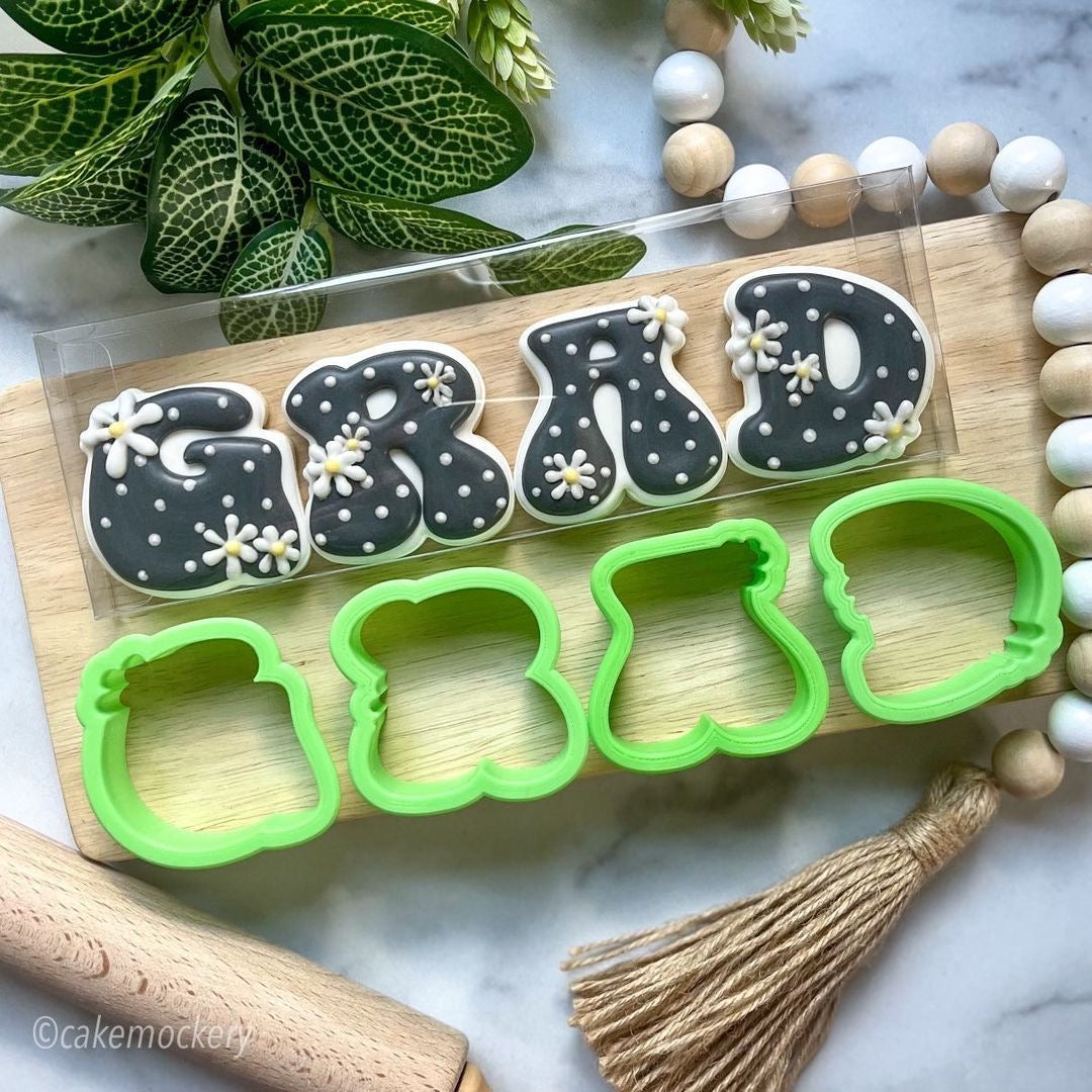 Mini Groovy Grad Set Of 4 Cookie Cutters Kaleidacuts 