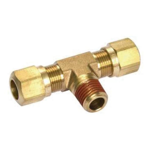 1/4 Compression Tee Fitting with 1/8 Male NPT Thread Brass Male