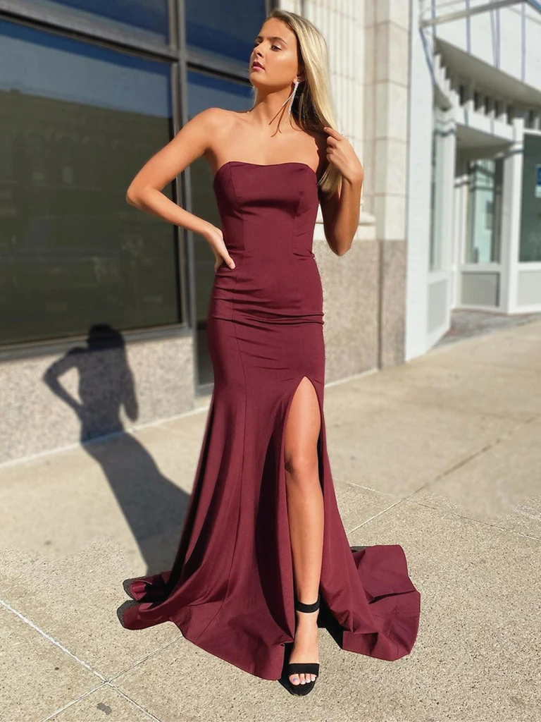 maroon tube dress