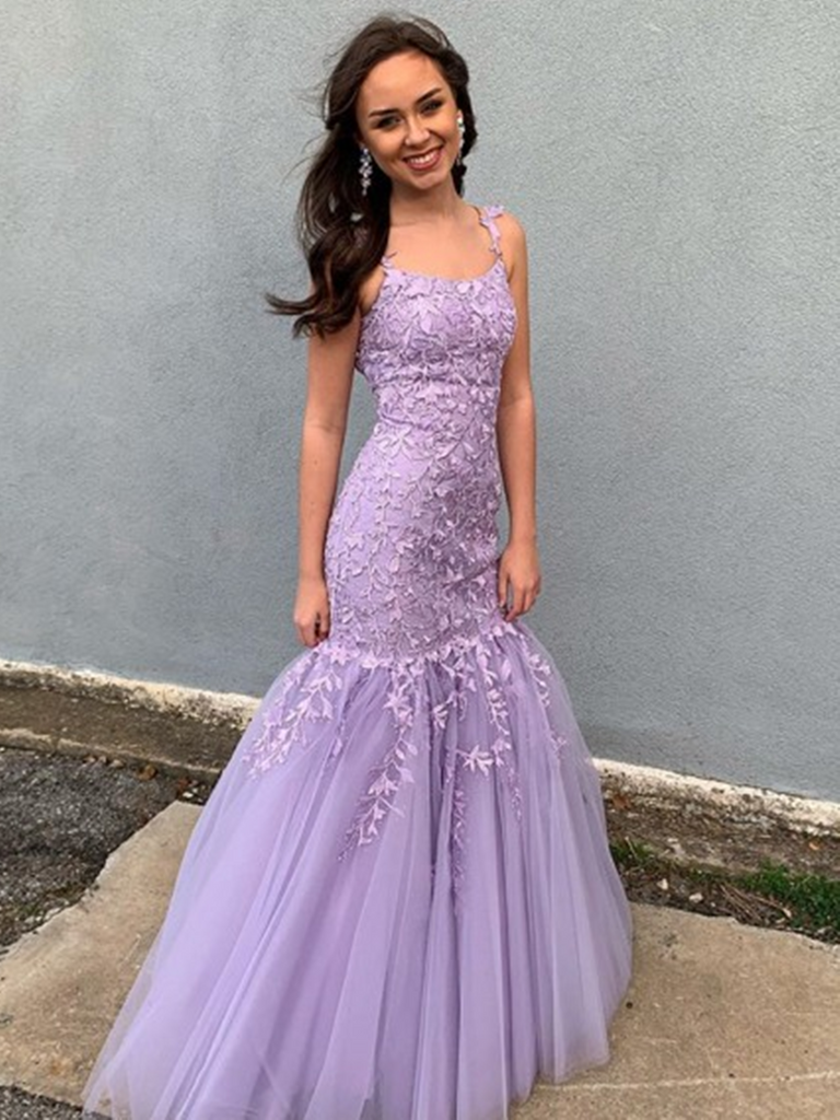 purple mermaid evening gown