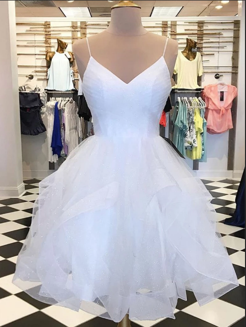 white tulle prom dress