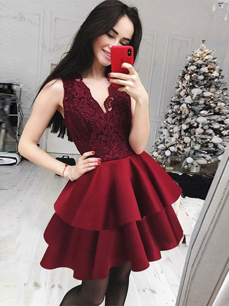 burgundy dress short