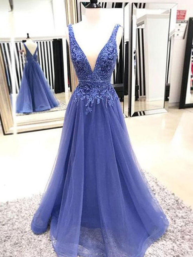 aline v neck prom dress