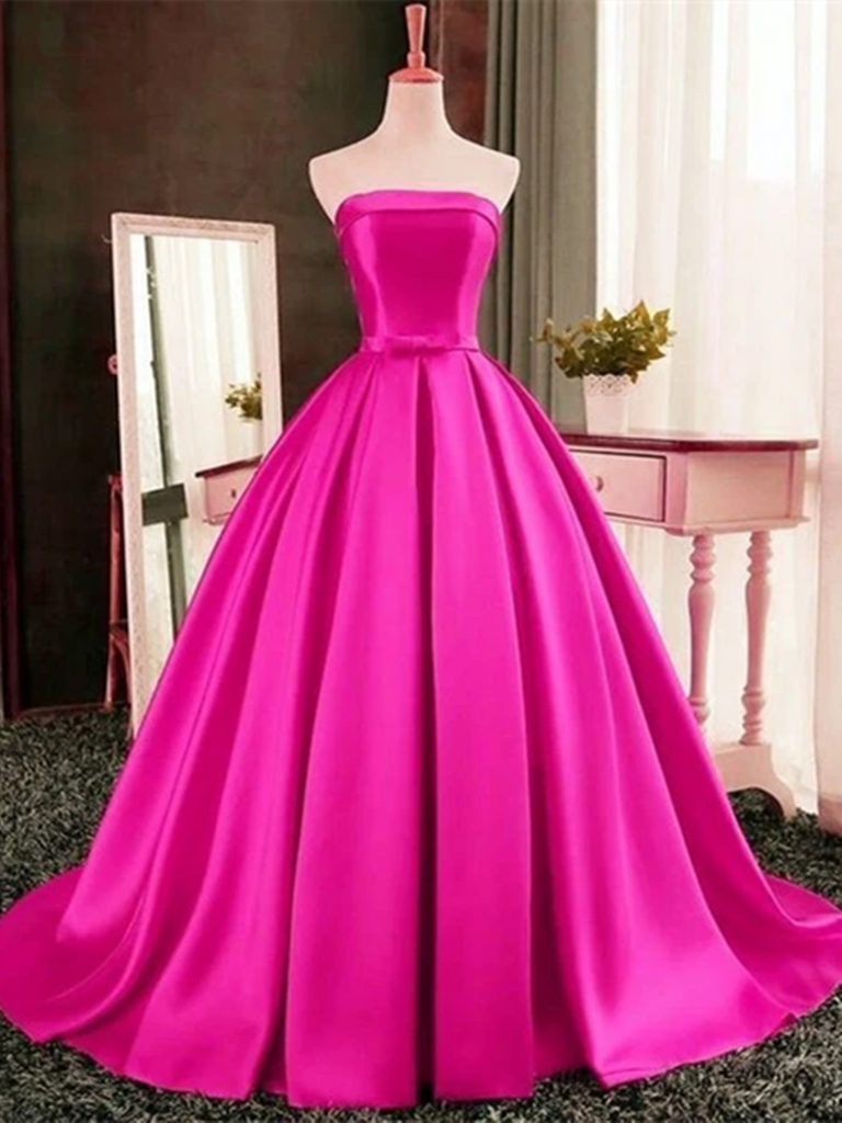 pink satin ball gown