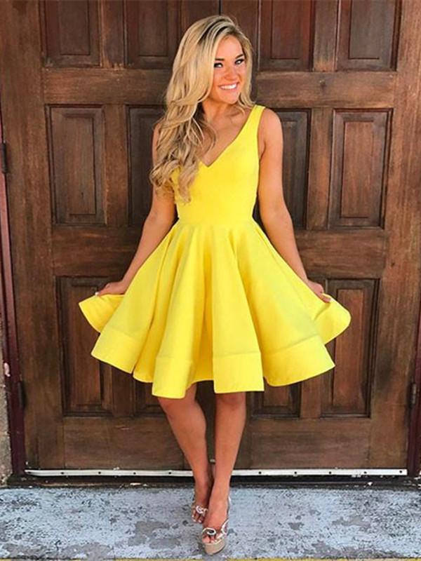 yellow prom dresses short