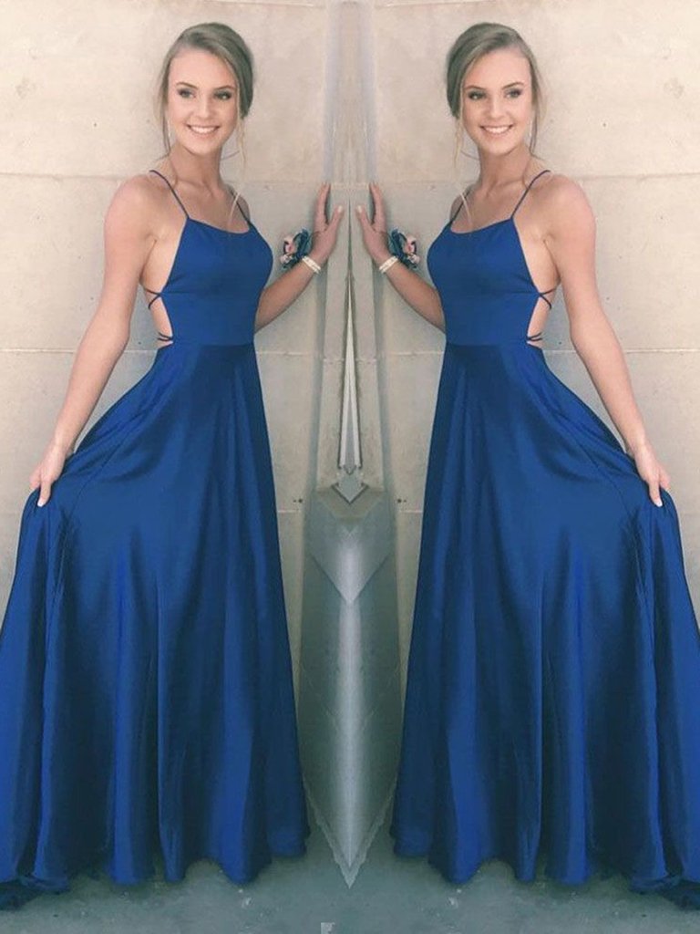 spaghetti strap royal blue dress