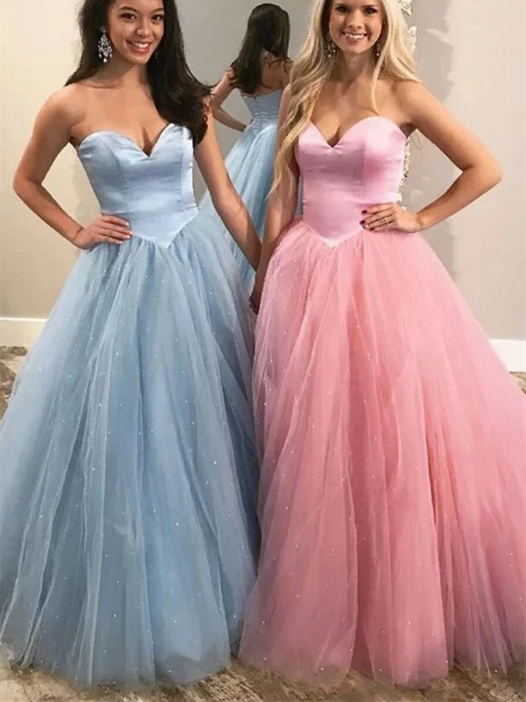 pink and blue prom dress