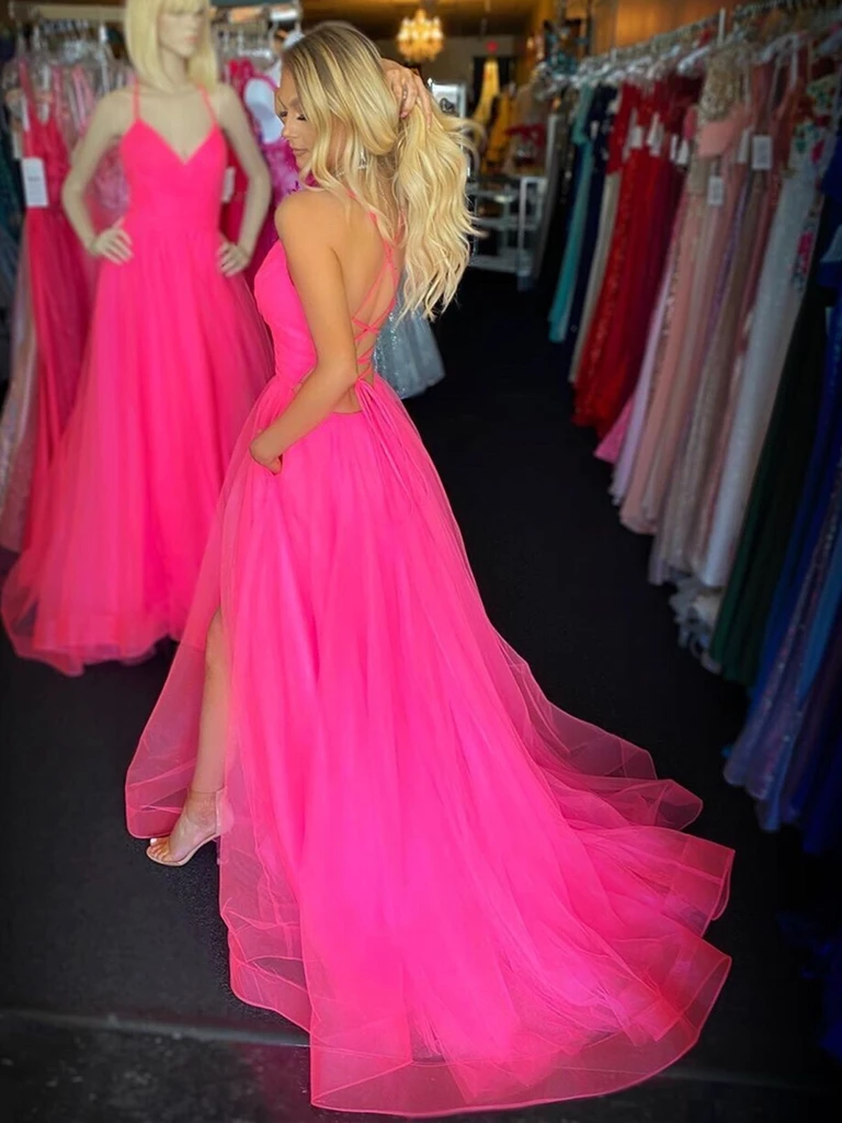 hot pink dress with slit