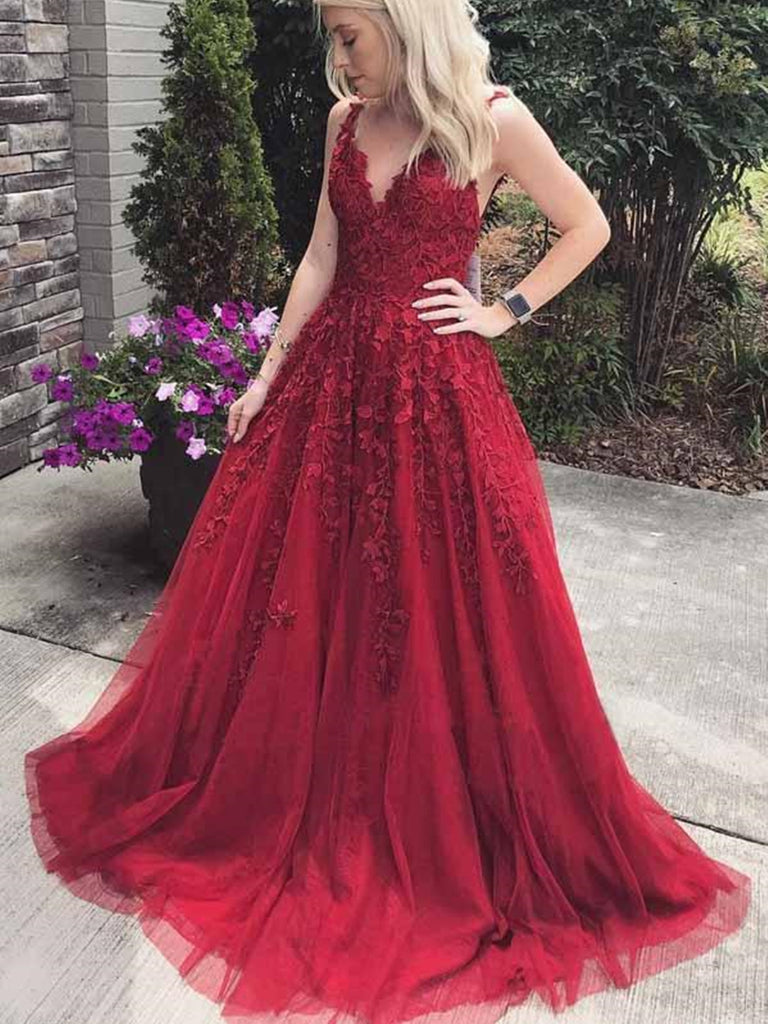 burgundy lace formal dress