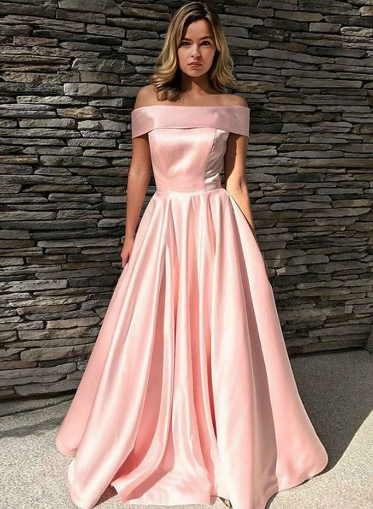 off the shoulder pink long dress